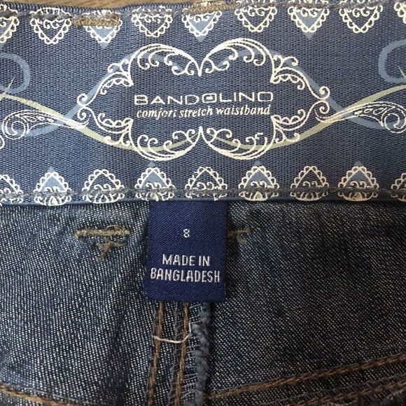 BANDOLINO BOHEME CAPRI JEANS WOMEN'S SIZE 8 STRETCH CUFFED HEM DARK WASH - Picture 4 of 11